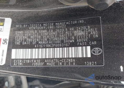 2023 Toyota Camry Le from USA, damaged, VIN 4T1C11BK2PU083167